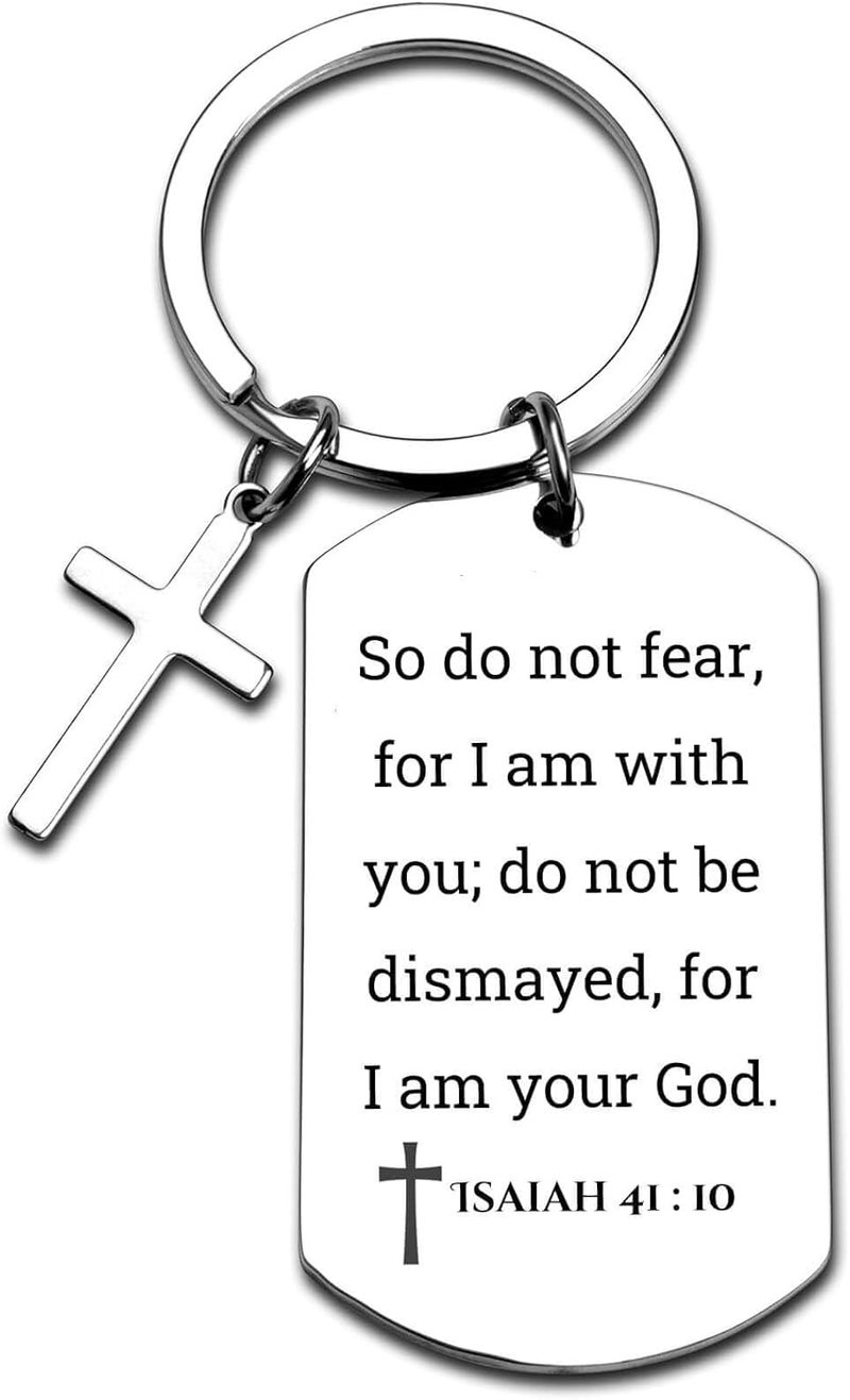 GiftYou Inspirational Scripture Metal Key Chains with Cross Pendant - Bible Verse Keychain Religious Gift for Christian - Image 1